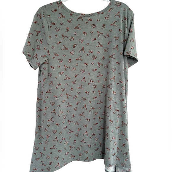 LuLaRoe Gray XL Melissa Tunic Top Western Boots Hats Horseshoes cowboy core A165 - Picture 4 of 7